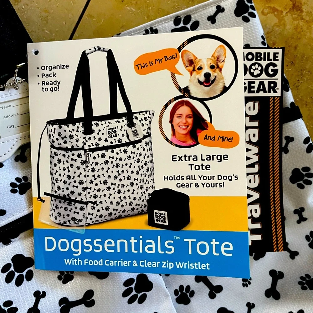Dogssentials Tote with Food Carrier & Clear Zip Wristlet